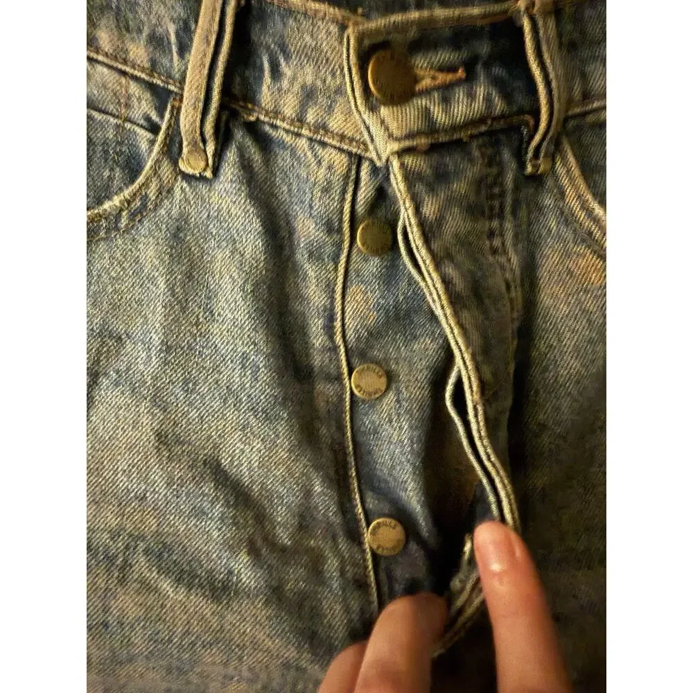 Thrills Winnie Blue Jeans Button Fly Vintage Blue Tapered Leg Super High Rise 26